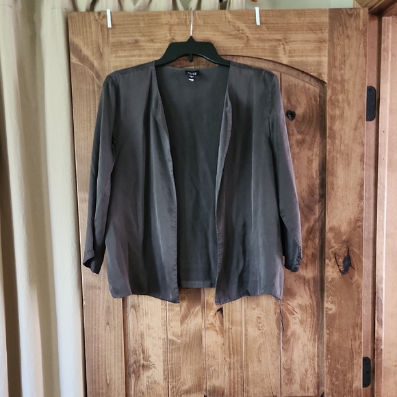 Eileen Fisher Gray Knit Blazer Relaxed Open-Front - Picture 1 of 4